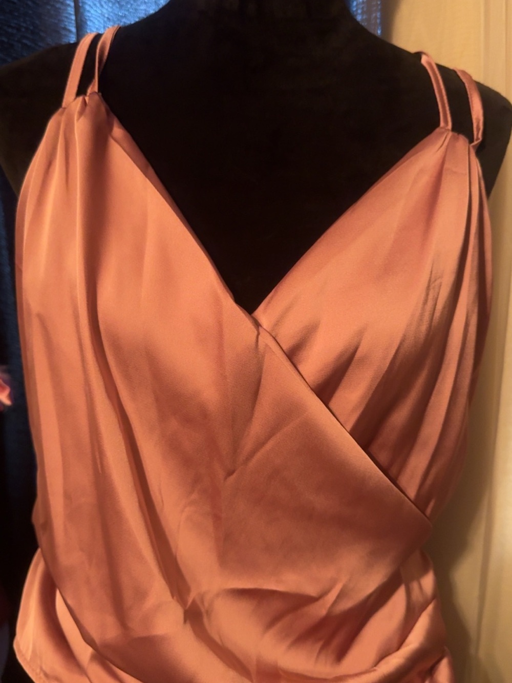 Satin Cowl Neck Slip top in Dusty Rose